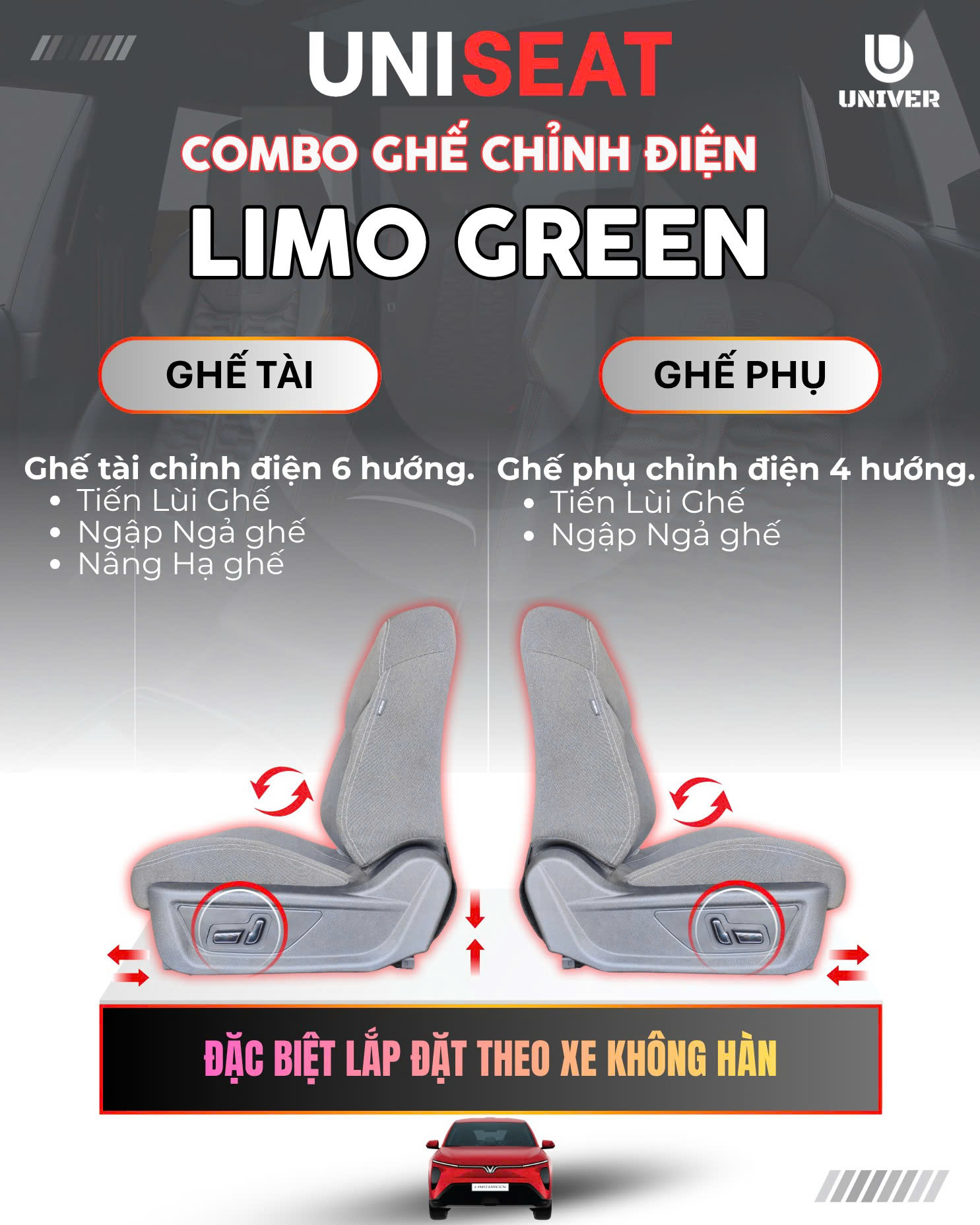 Ghế Chỉnh điện Cho Vinfast Limo Green 